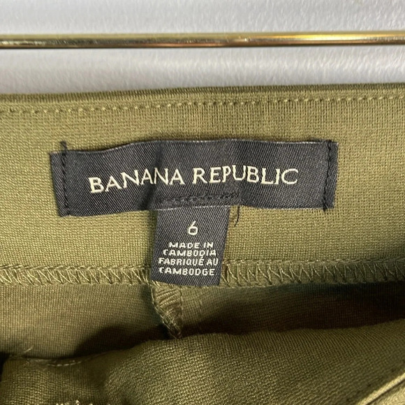 BANANA REPUBLIC NWT Dark Olive Green Mid Rise Straight Leg Pants Stretch Size 6 - Picture 7 of 12
